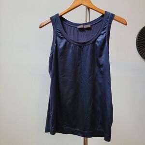 The Limited Navy Blue Tank Top Sz S Satin Look Thick Neck/arm Trim